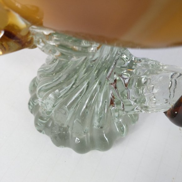 Murano Large Glass Art Brown/Tan Bird with Brown/White Tails - Picture 9 of 16